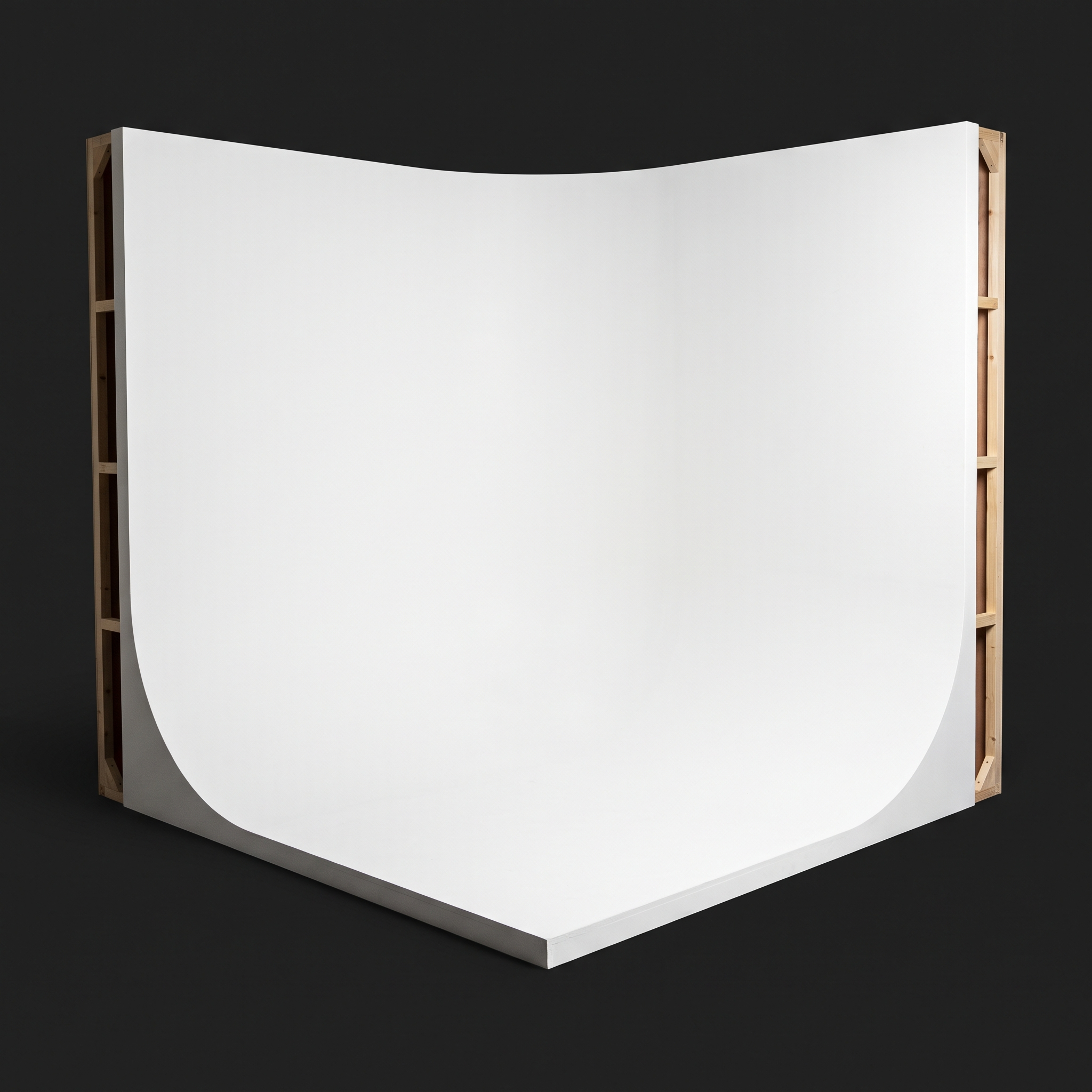 Curved cyc corner — seamless white cove with braced former ribs