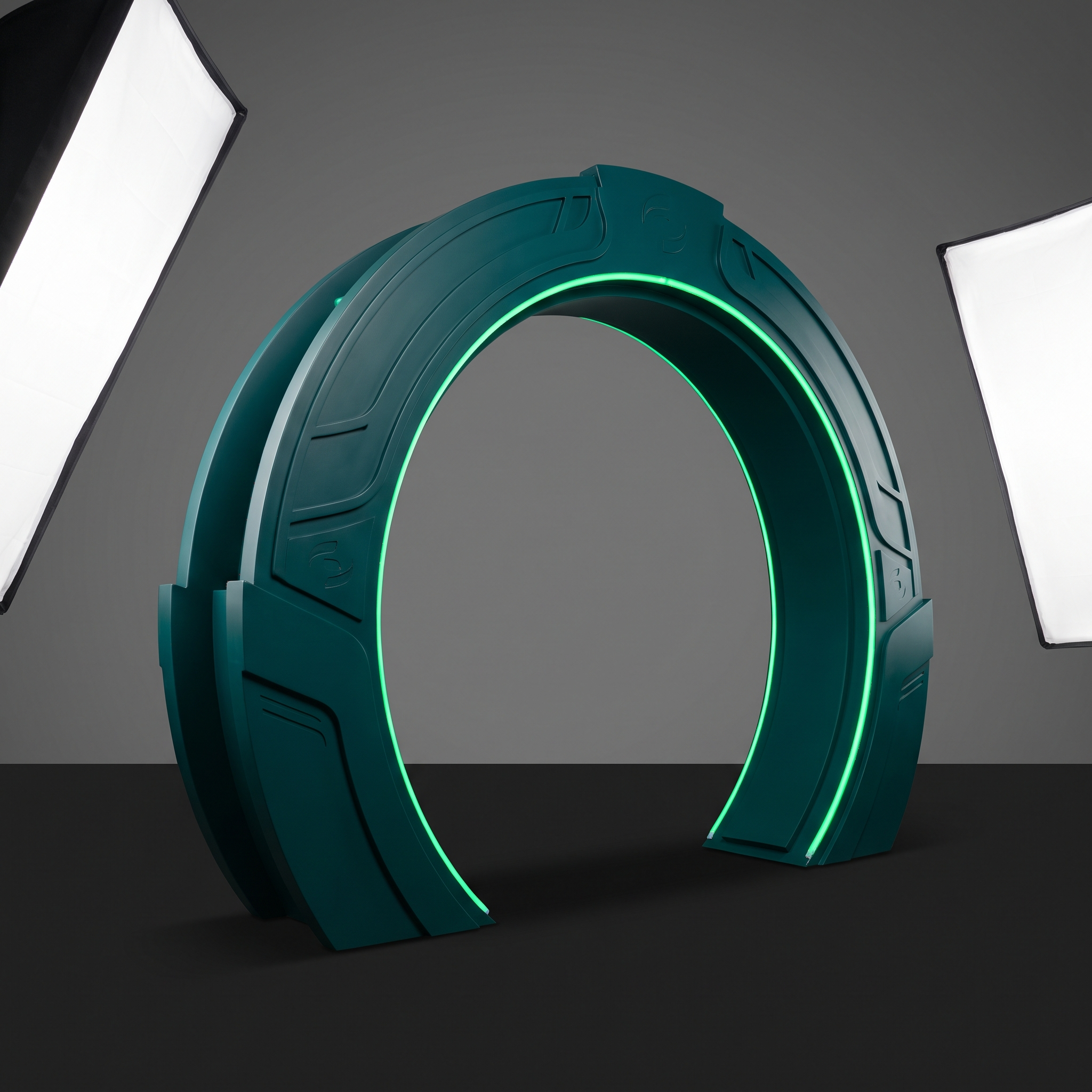 Branded illuminated entrance archway with Modern Green LED