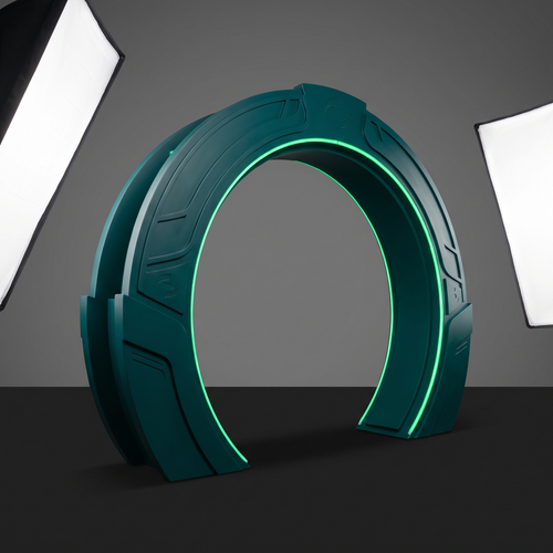 Branded illuminated entrance archway with Modern Green LED